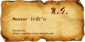Mester Irén névjegykártya